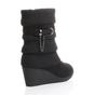 Black AJVANI Black Mid Wedge Heel Slouch Ankle Boots, Image 4 of 6