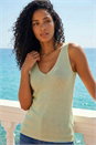 Lime Sparkly V-Neck Knitted Vest, Image 2 of 4