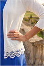 Ivory  Scalloped Lace Trim Knitted Shrug, Image 4 of 4