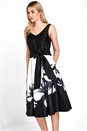 Ivory Floral Print Fit and Flare Dress, Image 1 of 4