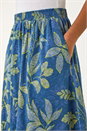 Denim Leaf Print A-Line Skirt, Image 5 of 5