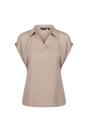 Natural Plain V Neck Short Sleeved Polo Shirt, Image 1 of 4
