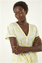 Yellow Cotton Broidery Tie Front Blouse, Image 5 of 5
