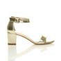 Gold AJVANI Gold Mid Block Heel Ankle Strap Sandals, Image 2 of 6