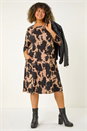 Natural Curve Abstract Print Pocket Swing Dress, Image 1 of 5