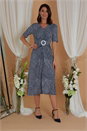 Navy  Julianna Swirl Print Buckle Wrap Dress, Image 4 of 4