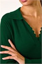 Dark Green Scallop Detail Knitted Midi Dress, Image 5 of 5