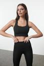 Black Cross-Back Square Neck Supportive Longline Sports Bra, Image 1 of 4