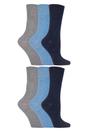 Blue 6 Pack Non Elastic Diabetic Socks, Image 1 of 5