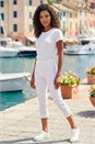 White Petite Cropped Stretch Trousers, Image 4 of 4