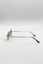 Brown Oval Geometric Metal Frame Sunglasses in Gold Brown, Image 3 of 4