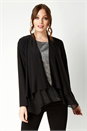 Black Chiffon Hem Waterfall Cardigan, Image 1 of 4