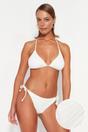 White Triangle Textured Halterneck Bikini Top, Image 1 of 5