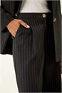 Black Pinstripe Wide Leg Trousers, Image 6 of 7