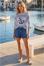 Blue Anchor Striped Hotfix Top, Image 2 of 4