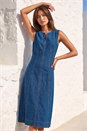 Denim Panel Detail Midi Dress, Image 2 of 4