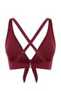 Burgundy WOVCOR Burgundy Bow Detail Triangle Bikini Top, Image 2 of 2