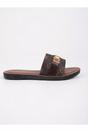 Brown Amber Patterned Slider Sandals, Image 1 of 8