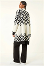 Black Argyle Longline Knit Cardigan, Image 2 of 5