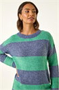 Green Stripe Soft Knit Jumper, Image 4 of 5