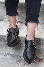 Black TUK Footwear Black Pointed Creeper Leather Monk Shoes, Image 8 of 8