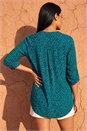 Teal Leaf Print Button Detail Shirt, Image 3 of 4
