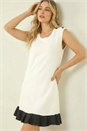 Ivory  Dusk Contrast Knit Fluted Hem Dress, Image 3 of 5