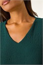 Teal Textured V-Neck Stretch A-Line Dress, Image 5 of 5
