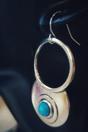 Blue The Colourful Aura Retro Hollow Circle Turquoise Drop Earring, Image 4 of 4
