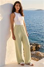 Light Khaki Dusk Textured Wide Leg Stretch Trouser, Image 1 of 5