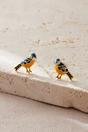 Gold Sterling Silver Blue Tit Bird Stud Earrings, Image 2 of 3
