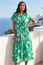 Green Floral Cotton Poplin Shirt Dress, Image 1 of 4