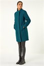 Teal Tailored Funnel Neck Pocket Detail Coat, Image 7 of 7