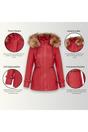 Red Leather Hooded Parka Jacket-Putian, Image 3 of 4