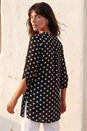 Black Spot Print Longline Buttoned Blouse, Image 3 of 4