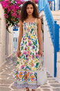 Green Petite Floral Print Strappy Midi Dress, Image 2 of 4