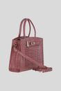 Rose Real Leather Structured Handbag with Detachable Strap, Image 4 of 4