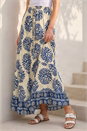 Navy  Marine Print Tiered Maxi Skirt, Image 1 of 4