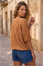 Camel  Bubble Hem Top, Image 2 of 4