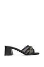 Black 'Senara' Backless Block Heel Sandals With Crystals and Mesh, Image 1 of 6