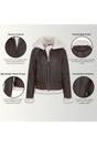 Dark Brown Sheep Leather Hood Flying Bomber Jacket, Image 3 of 8