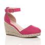 Fuchsia AJVANI Fuchsia Mid Wedge Heel Ankle Strap Espadrille Sandals, Image 1 of 6