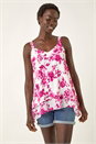 Pink Floral Double Layered Cami Top, Image 4 of 5