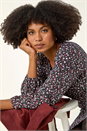 Navy  Ditsy Floral Print Stretch Dress, Image 2 of 5