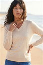Cream  V-Neck Star Hotfix Jumper, Image 1 of 4