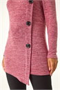 Red  Cowl Neck Button Stretch Top, Image 5 of 5