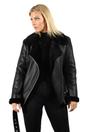 Black Womens Sheepskin Aviator Biker Jacket, Image 1 of 2