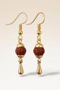 White Gold-Plated Rudraksha Dangle Hook Earrings, Image 2 of 2