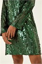 Green Sequin Shift Stretch Dress, Image 6 of 7