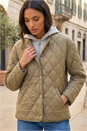 Khaki Quilted Hooded Jacket , Image 2 of 4